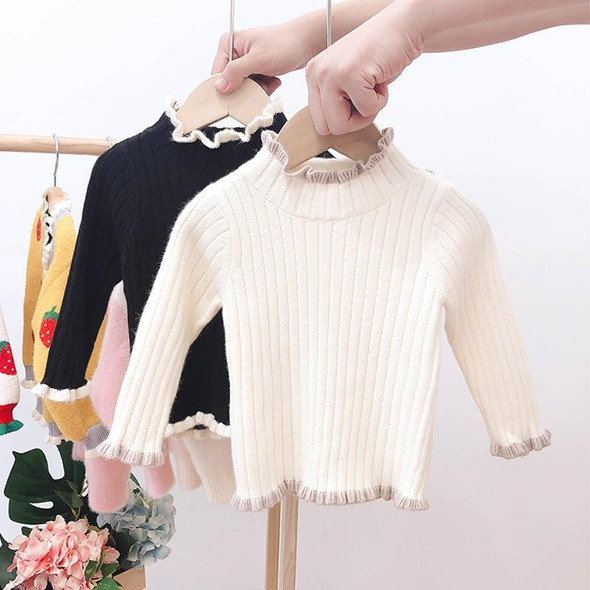 Autumn and Winter Girls Sweater Baby Warm Pullover Bottoming Shirt, Size: 100cm(Add Velvet Black)