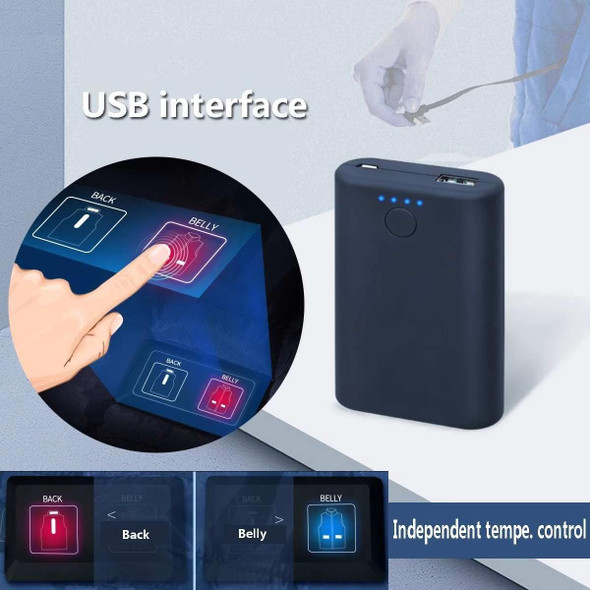 17 Area  4 Control Blue USB Electric Heating Undershirt Intelligent Warm Vest(5XL)