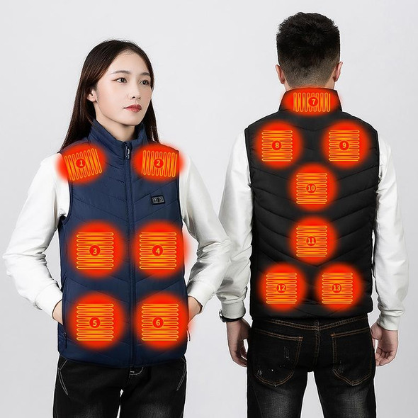 17 Area  4 Control Blue USB Electric Heating Undershirt Intelligent Warm Vest(4XL)