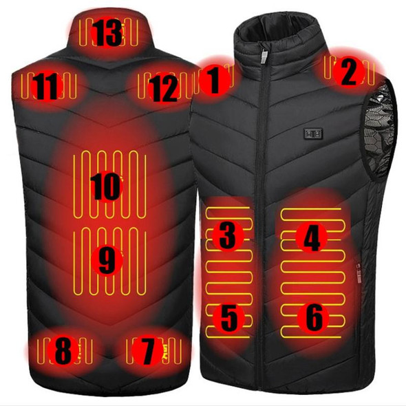 13  Area Double Control Black USB Electric Heating Undershirt Intelligent Warm Vest(L)