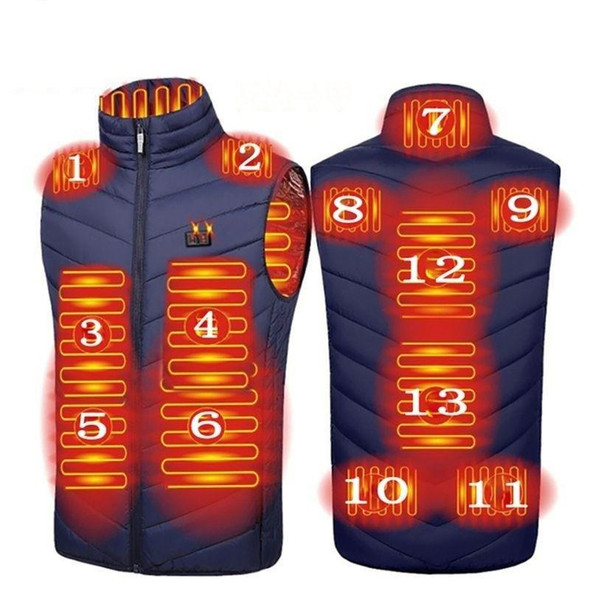 13  Area Double Control  Blue USB Electric Heating Undershirt Intelligent Warm Vest