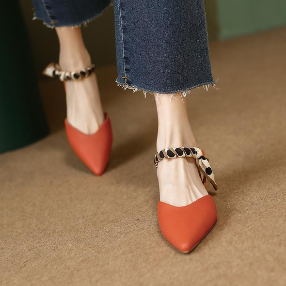 3cm Heightened Backspace Flat Heel Sandals, Size: 36(Orange)