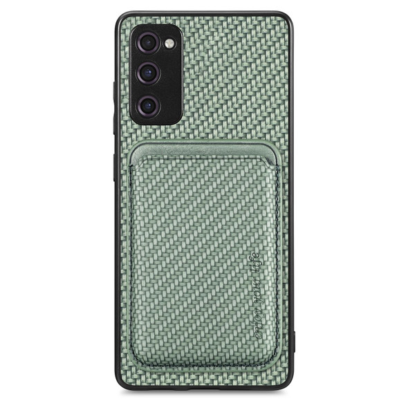 For Samsung Galaxy S20 FE Carbon Fiber Leatherette Card Magsafe Magnetic Phone Case(Green)