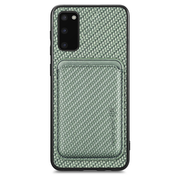 For Samsung Galaxy S20 Carbon Fiber Leatherette Card Magsafe Magnetic Phone Case(Green)