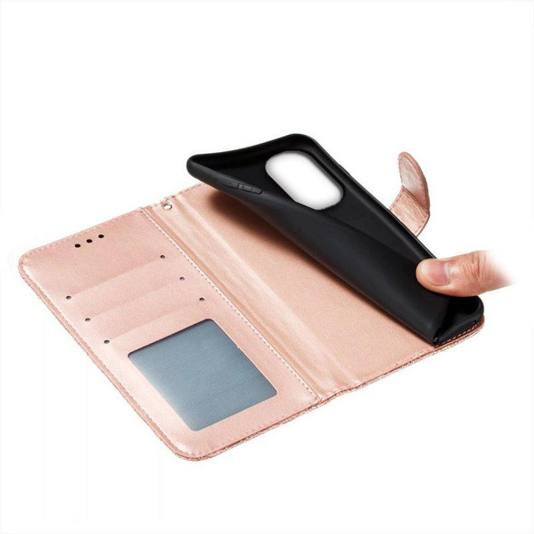 For Xiaomi Redmi 12C Lace Flower Embossing Flip Leather Phone Case(Rose Gold)