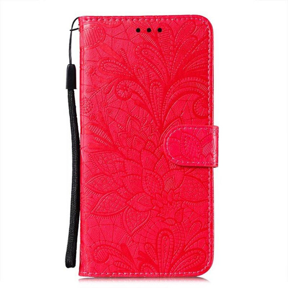 For Samsung Galaxy A24 5G Lace Flower Embossing Flip Leatherette Phone Case(Red)