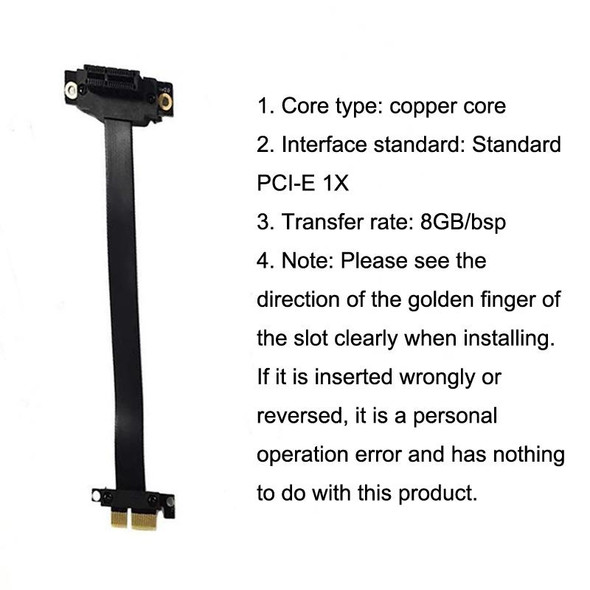 PCI-E 3.0 1X 180-degree Graphics Card Wireless Network Card Adapter Block Extension Cable, Length: 25cm