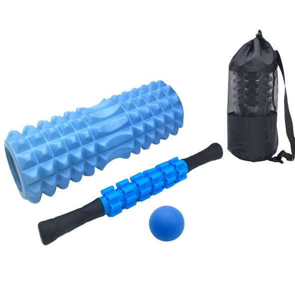 4pcs/set Crescent Hollow Foam Roller Yoga Column Set Fitness Muscle Relaxation Massager Set(45cm Blue)