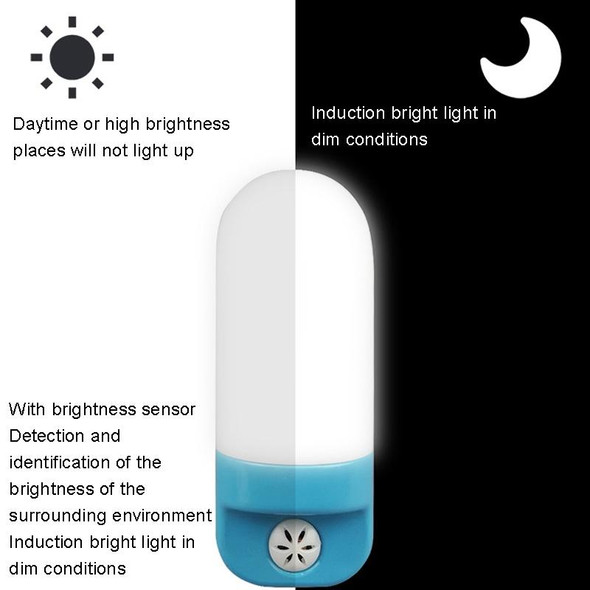 A88 Intelligent Light Sensing LED Bedside Lamp Corridor Aisle Night Light, Plug:EU Plug(Blue)