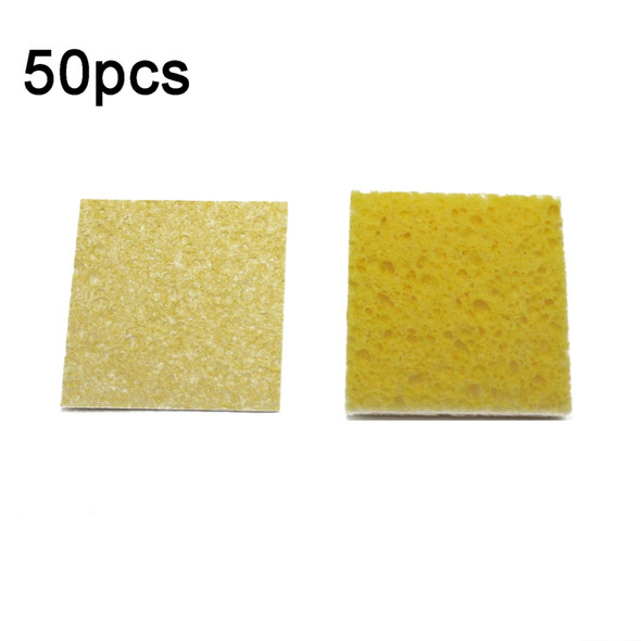 50pcs High Temperature Resistant Soldering Iron Cleaning Cotton Wood Pulp Sponge,Spec: Thin Square 6x6cm