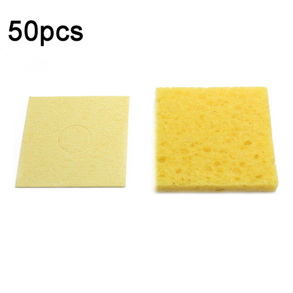 50pcs High Temperature Resistant Soldering Iron Cleaning Cotton Wood Pulp Sponge,Spec: Thickened Square 6x6cm