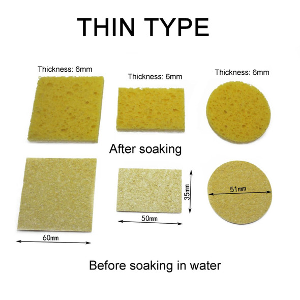 50pcs High Temperature Resistant Soldering Iron Cleaning Cotton Wood Pulp Sponge,Spec: Thin Rectangular 3.5x5cm