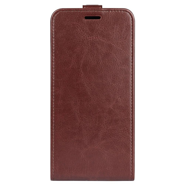 For OPPO A17 R64 Texture Vertical Flip Leatherette Phone Case(Brown)