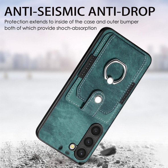 For Samsung Galaxy S20 FE Retro Skin-feel Ring Card Wallet Phone Case(Green)