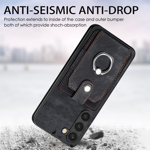 For Samsung Galaxy S20 Retro Skin-feel Ring Card Wallet Phone Case(Black)