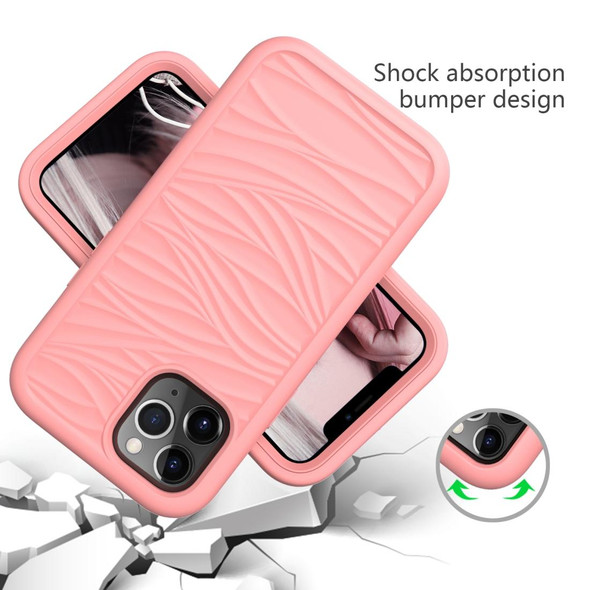 iPhone 12 Pro Max Wave Pattern 3 in 1 Silicone+PC Shockproof Protective Case(Rose Gold)