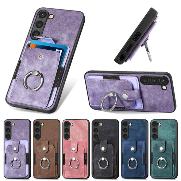 For Samsung Galaxy S20 Ultra Retro Skin-feel Ring Card Wallet Phone Case(Purple)