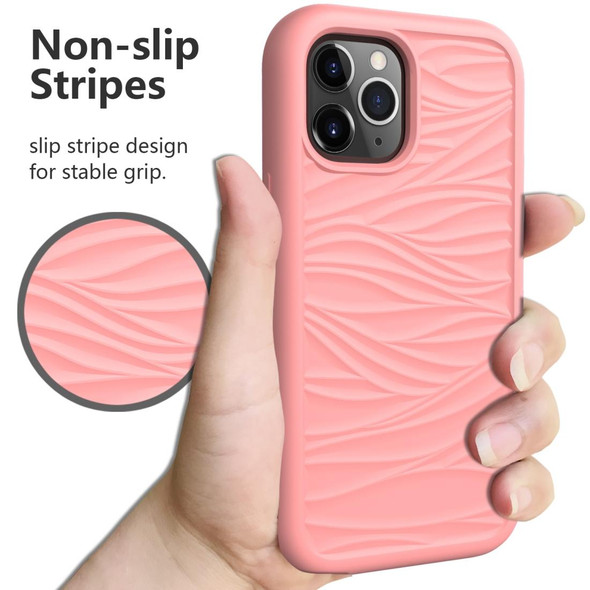 iPhone 12 / 12 Pro Wave Pattern 3 in 1 Silicone+PC Shockproof Protective Case(Rose Gold)