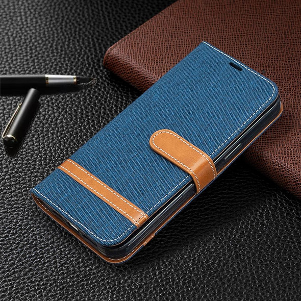 iPhone 12 Pro Max Color Matching Denim Texture Horizontal Flip Leather Case with Holder & Card Slots & Wallet & Lanyard(Dark Blue)