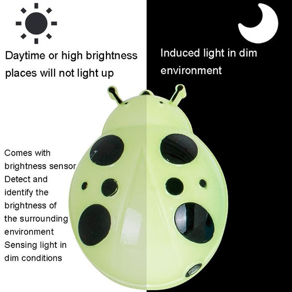 A62 Beetle Shape LED Night Light Plug-in Intelligent Light Control Sensor Light, Plug:UK Plug(White)