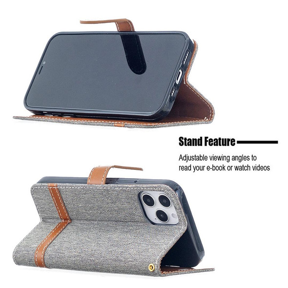 iPhone 12 / 12 Pro Color Matching Denim Texture Horizontal Flip Leather Case with Holder & Card Slots & Wallet & Lanyard(Grey)