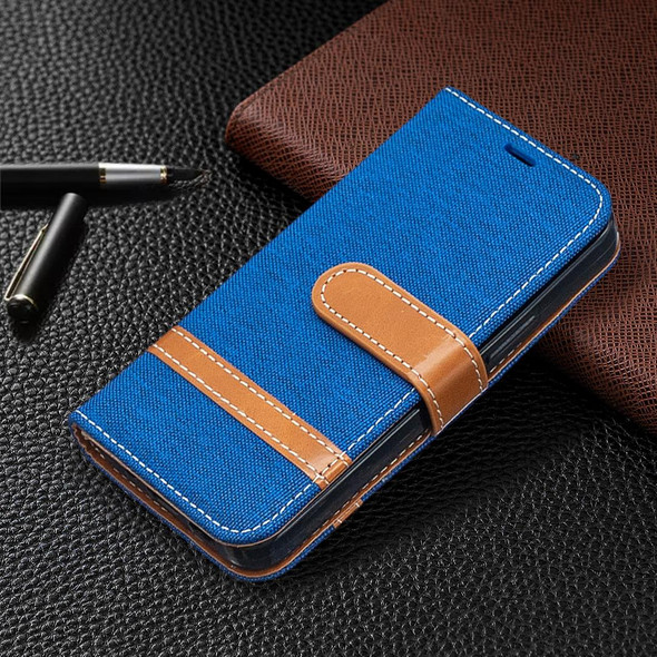 iPhone 12 mini Color Matching Denim Texture Horizontal Flip Leather Case with Holder & Card Slots & Wallet & Lanyard(Royal Blue)