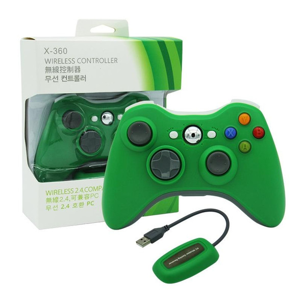 For Microsoft Xbox 360 / PC XB13 Dual Vibration Wireless 2.4G Gamepad With Receiver(Green)