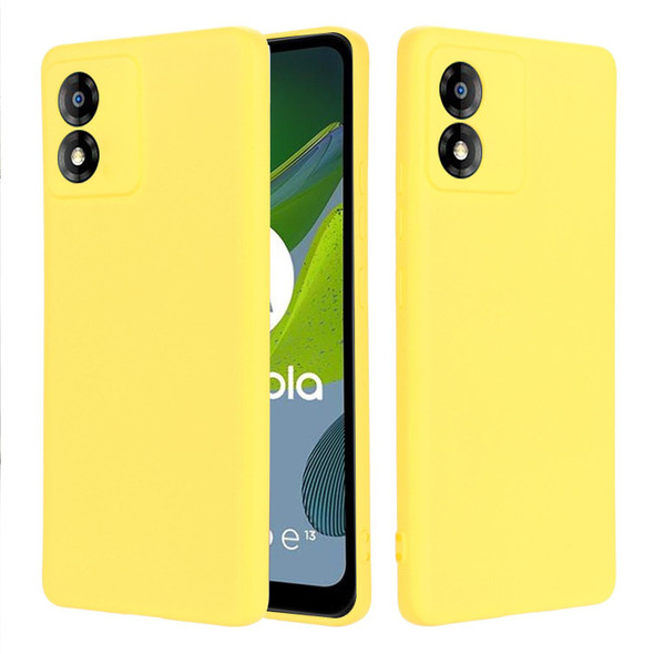 For Motorola Moto E13 Pure Color Liquid Silicone Shockproof Phone Case(Yellow)