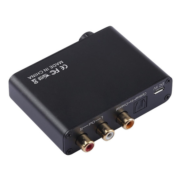 192KHz DAC Converter HD HIFI Optical to RCA+3.5mm Headphone 5.1 Channel Digital Audio Converter with Volume Control