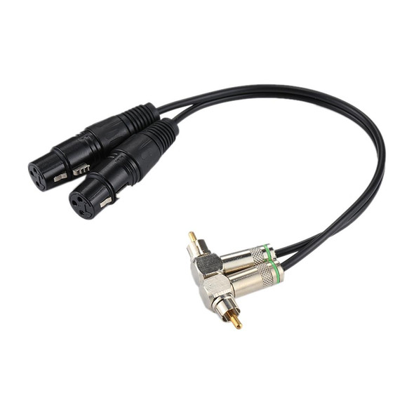 2 RCA Elbow Male to 2 x 3 Pin XLR CANNON Female Audio Connector Adapter Cable for Microphone / Audio Equipment, Total Length: about 34cm