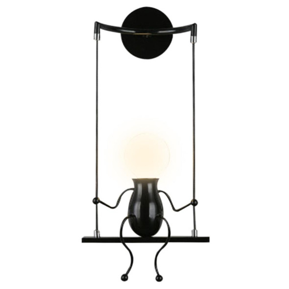 E27 LED Personality Creative Retro Wrought Iron Villain Wall Lamp without Bulb(Black)