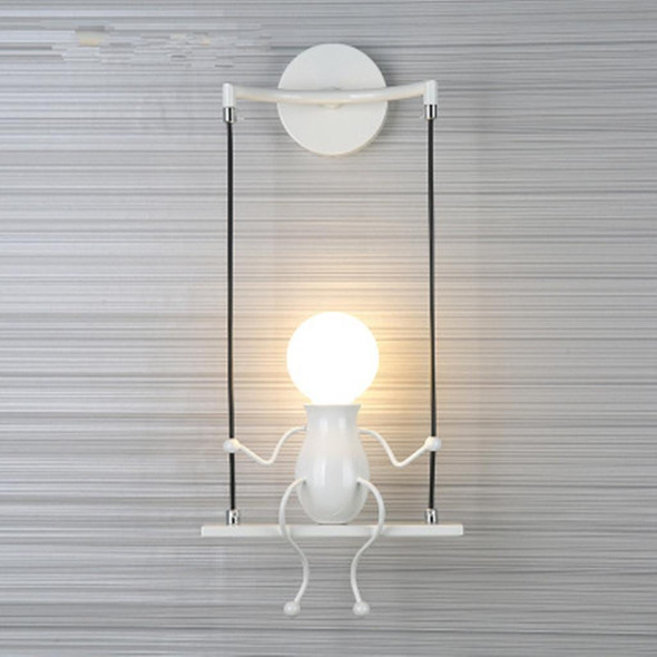 E27 LED Personality Creative Retro Wrought Iron Villain Wall Lamp without Bulb(White)