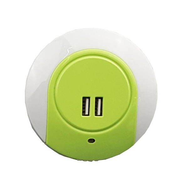 A78B LED Night Light With USB Port Intelligent Light Control Sensor Light, Plug:US Plug(Green)