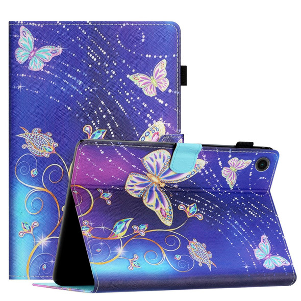 For Samsung Galaxy Tab A8 10.5 2021 X205/X200 Coloured Drawing Stitching Smart Leatherette Tablet Case(Butterfly)