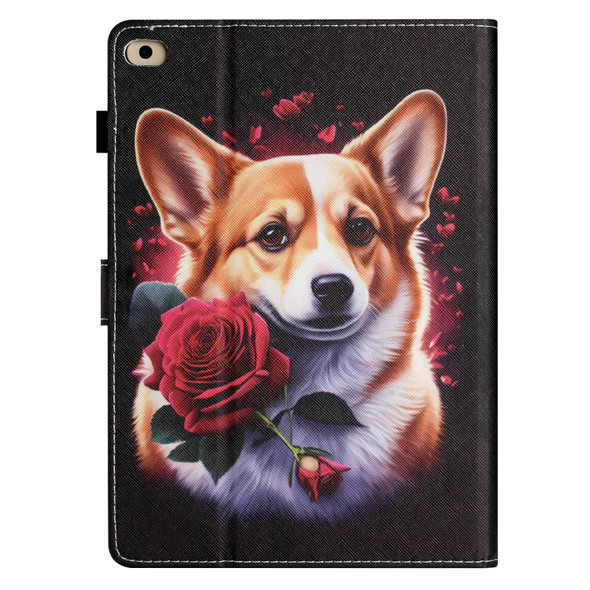 For iPad 9.7 2017&2018/Air 2/Air Coloured Drawing Stitching Smart Leatherette Tablet Case(Corgi)