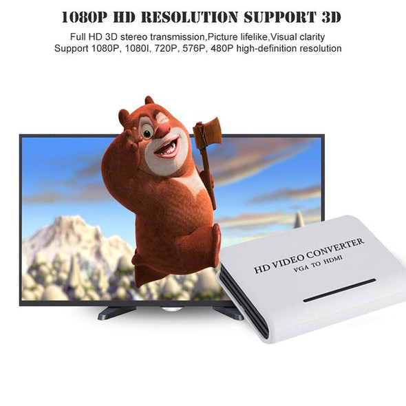 1080P Audio VGA to HDMI HD HDTV Video Converter(White)