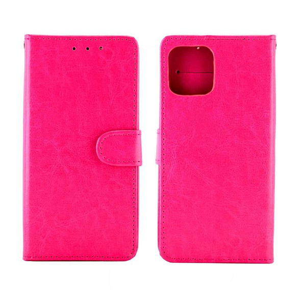 iPhone 12 Pro Max Crazy Horse Texture Leather Horizontal Flip Protective Case with Holder & Card Slots & Wallet & Photo Frame(Magenta)