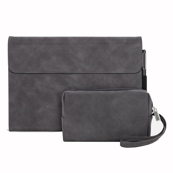 For Microsoft Surface Pro 7+ / 7 / 6 / 5 / 4 Sheepskin All-Inclusive Shockproof Protective Case with Power Bag(Grey)