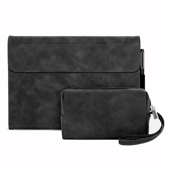For Microsoft Surface Pro 7+ / 7 / 6 / 5 / 4 Sheepskin All-Inclusive Shockproof Protective Case with Power Bag(Black)