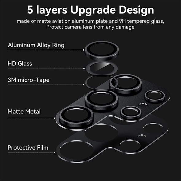 For Samsung Galaxy S23 Ultra 5G ENKAY Hat-Prince AR Anti-reflection Aluminium Alloy Tempered Glass Camera Lens Film(Silver)