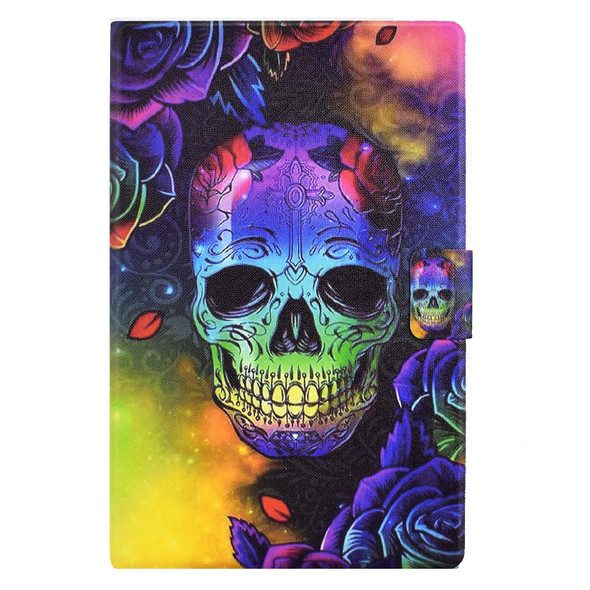 For Samsung Galaxy Tab A7 Lite T220 Coloured Drawing Leatherette Tablet Case(Skull)