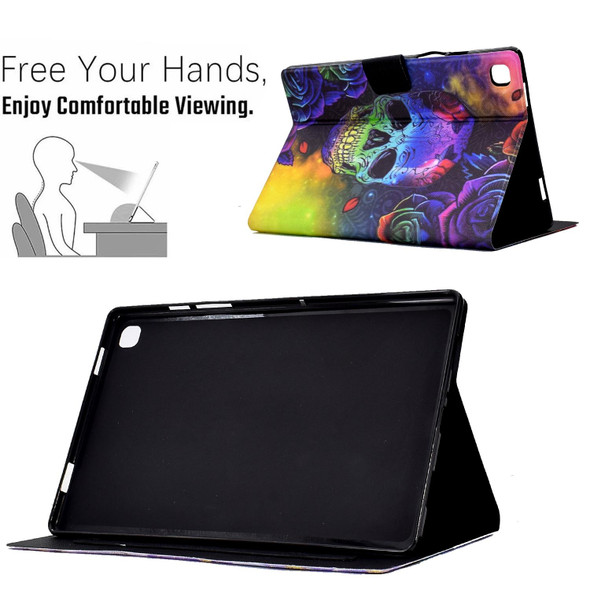 For Samsung Galaxy Tab A7 Lite T220 Coloured Drawing Leatherette Tablet Case(Skull)