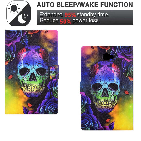 For Samsung Galaxy Tab A 10.1 2016 T580 Coloured Drawing Smart Leatherette Tablet Case(Skull)