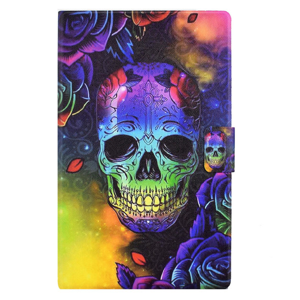 For Samsung Galaxy Tab A 10.1 2016 T580 Coloured Drawing Smart Leatherette Tablet Case(Skull)