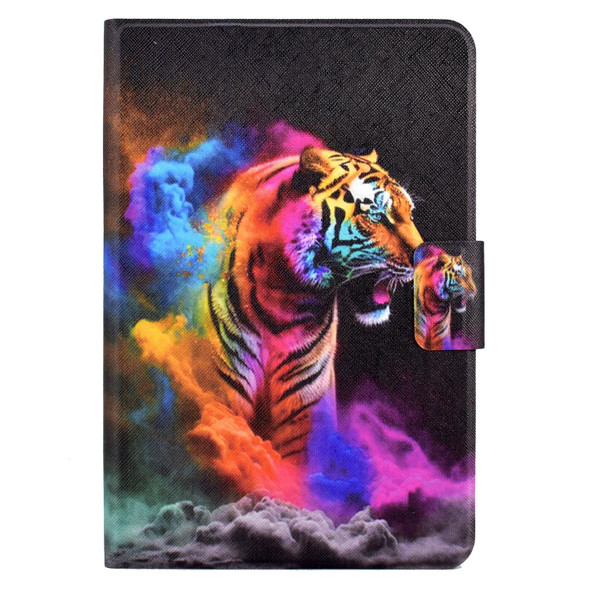 For iPad mini 5/4/3/2/1 Coloured Drawing Smart Leatherette Tablet Case(Tiger)
