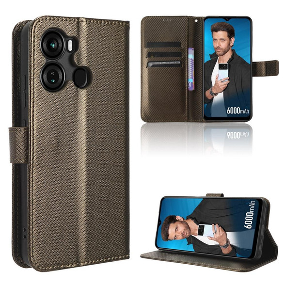 For Itel P40 Diamond Texture Leatherette Phone Case(Brown)