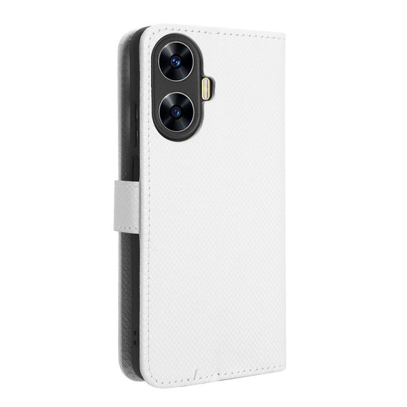 For Realme C55 4G Diamond Texture Leatherette Phone Case(White)