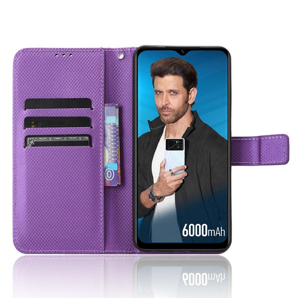 For Itel P40 Diamond Texture Leatherette Phone Case(Purple)
