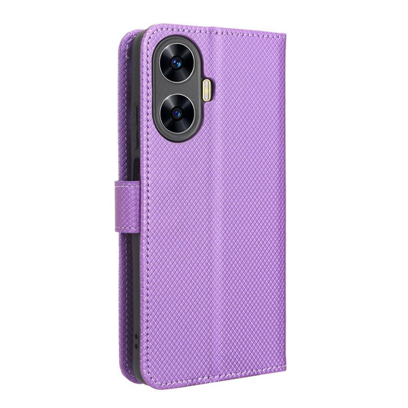 For Realme C55 4G Diamond Texture Leatherette Phone Case(Purple)