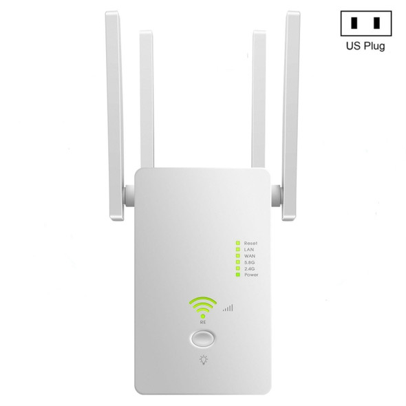 U6 5Ghz Wireless WiFi Repeater 1200Mbps Router Wifi Booster 2.4G Long Range Extender(EU Plug)